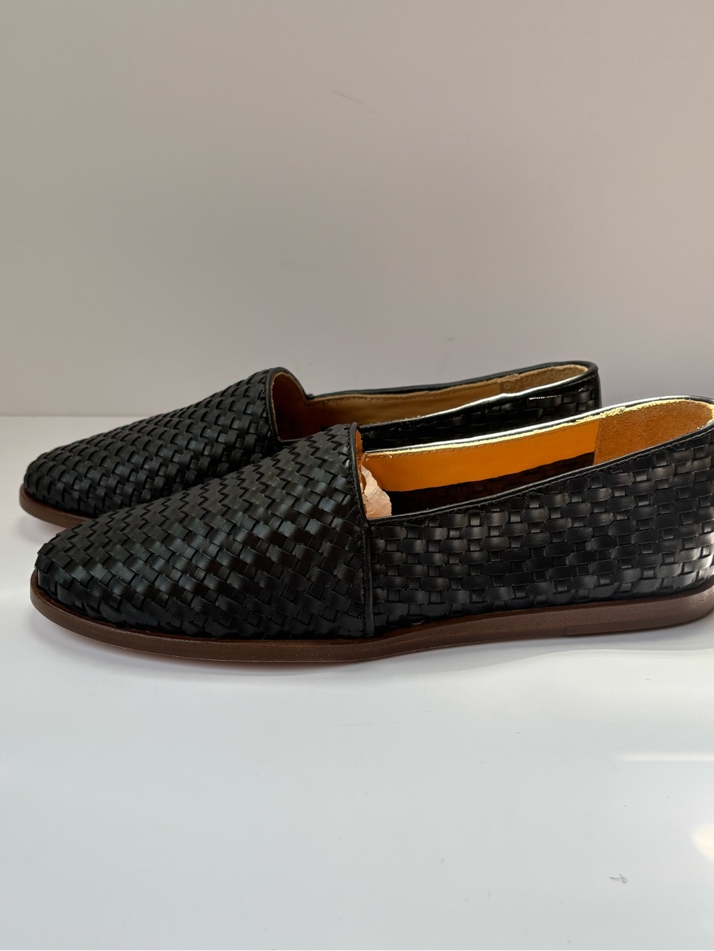 Nisolo Black Woven Leather Slip-On Loafers 8.5